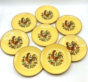 Taylor Smith & Taylor Reveille 6.75" Rooster Salad Bread Snack Plates Set of 8